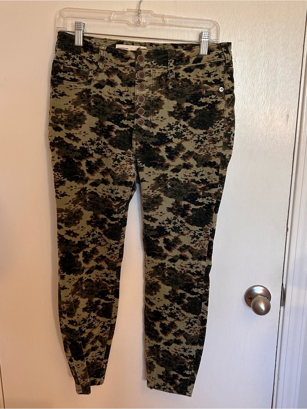 Anthropologie Pilcro Camo Skinny Cordoroy Pants - Olive, Black & Brown